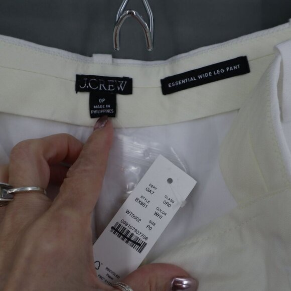 J.Crew Petite Wide-Leg Essential Pant In Linen Women 0P White Polished Lagenlook - Picture 3 of 15